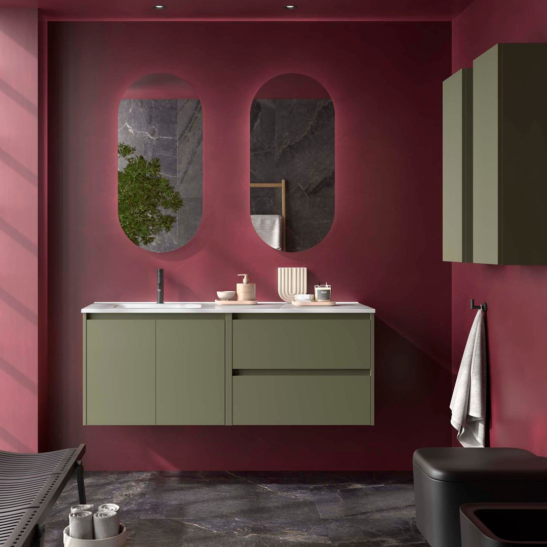 Salgar sg341d05c013bc3de91c36 SALGAR IMAGES AND SHEETS/01 Product Images/Bathroom Furniture/118822 Noja Wall Hung Vanity Unit with 2 Drawers + 2 Doors & Offset Basin - Green Satin/01.jpg