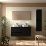 Load image into Gallery viewer, Salgar sg34416cd4f745da896630 SALGAR IMAGES AND SHEETS/01 Product Images/Bathroom Furniture/113467 Noja Wall Hung Vanity Unit with 2 Drawers +2 Doors &amp; Worktop - Black Satin/01.jpg
