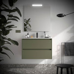 Load image into Gallery viewer, Salgar sg34bad07b64879876ee19 SALGAR IMAGES AND SHEETS/01 Product Images/Bathroom Furniture/113190 Noja Wall Hung Vanity Unit with 2 Drawers, Basin &amp; Mirror - Green Satin/01.jpg
