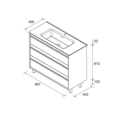 Salgar sg3626e8e778e41de48529 SALGAR IMAGES AND SHEETS/01 Product Images/Bathroom Furniture/105120 Attila Floor Standing Vanity Unit with 3 Drawers & Basin - White Satin/03.jpg
