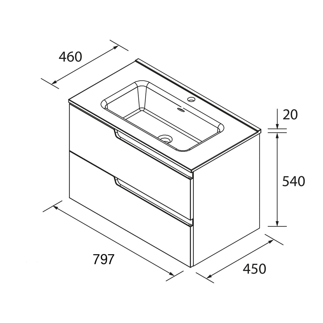 Salgar sg36ce5d23e82fcd1819df SALGAR IMAGES AND SHEETS/01 Product Images/Bathroom Furniture/111763 Vima Wall Hung Vanity Unit with 2 Drawers & Basin - White Satin/02.jpg