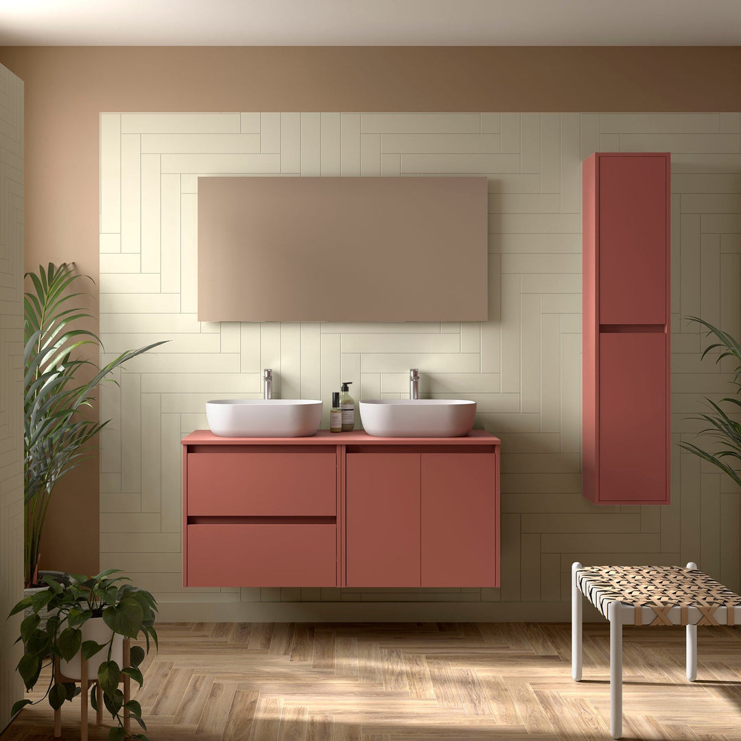 Salgar sg372bd2c3c25bc62d964f SALGAR IMAGES AND SHEETS/01 Product Images/Bathroom Furniture/113479 Noja Wall Hung Vanity Unit with 2 Drawers +2 Doors & Worktop - Red Satin/01.jpg