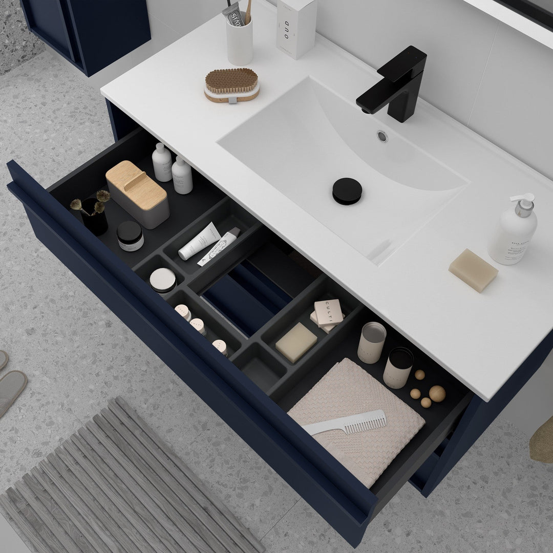Salgar sg38de475859f4010e455f SALGAR IMAGES AND SHEETS/01 Product Images/Bathroom Furniture/104725 Attila Wall Hung Vanity Unit with 2 Drawers & Basin - Blue Satin/02.jpg