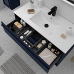 Load image into Gallery viewer, Salgar sg38de475859f4010e455f SALGAR IMAGES AND SHEETS/01 Product Images/Bathroom Furniture/104725 Attila Wall Hung Vanity Unit with 2 Drawers &amp; Basin - Blue Satin/02.jpg

