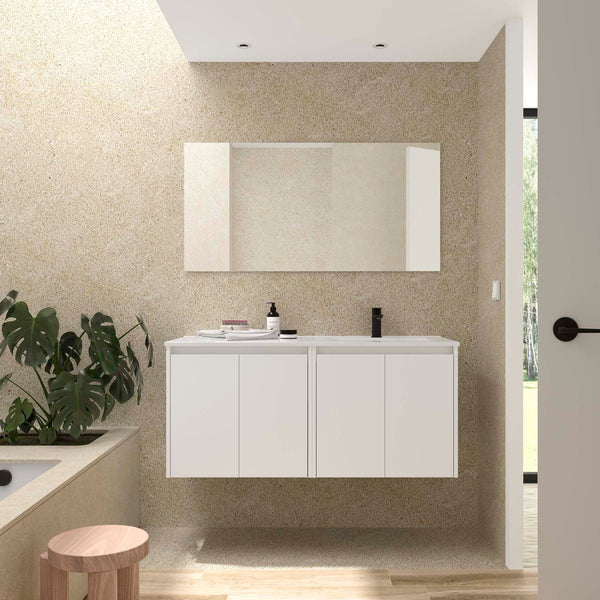 Noja Wall Hung Vanity Unit with 4 Doors & Offset Basin