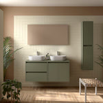 Load image into Gallery viewer, Salgar sg3c18e55cb76046f98295 SALGAR IMAGES AND SHEETS/01 Product Images/Bathroom Furniture/113469 Noja Wall Hung Vanity Unit with 2 Drawers +2 Doors &amp; Worktop - Green Satin/01.jpg
