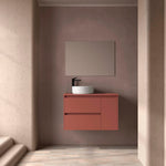 Load image into Gallery viewer, Salgar sg3c3e10951305650812a8 SALGAR IMAGES AND SHEETS/01 Product Images/Bathroom Furniture/118256 Noja Wall Hung Vanity Unit with 2 Drawers + 1 Door &amp; Worktop - Red Satin/01.jpg
