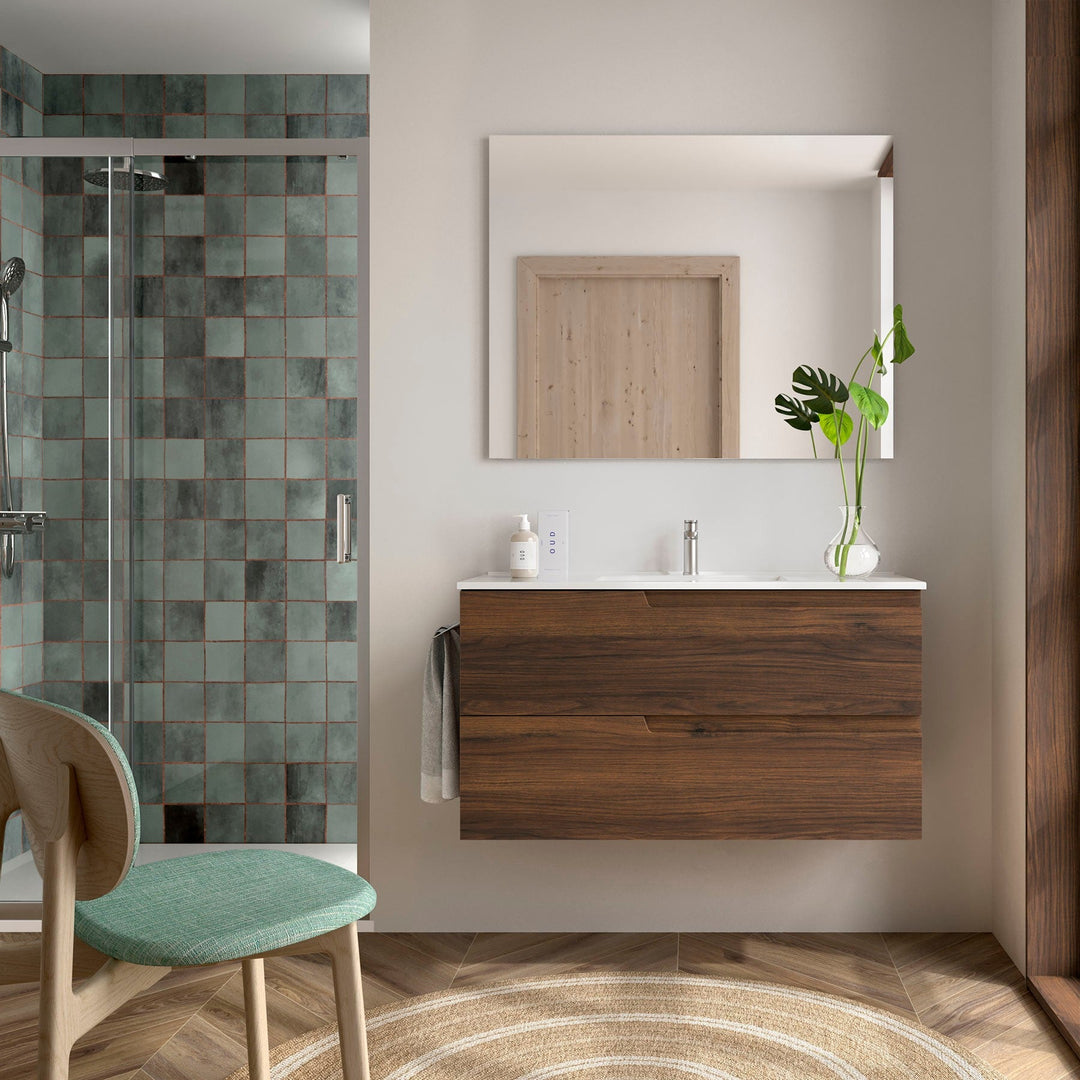 Salgar sg3c8395d1cf6e24bcdad9 SALGAR IMAGES AND SHEETS/01 Product Images/Bathroom Furniture/113493 Vima Wall Hung Vanity Unit with 2 Drawers, Basin & Mirror - Walnut Maya/01.jpg