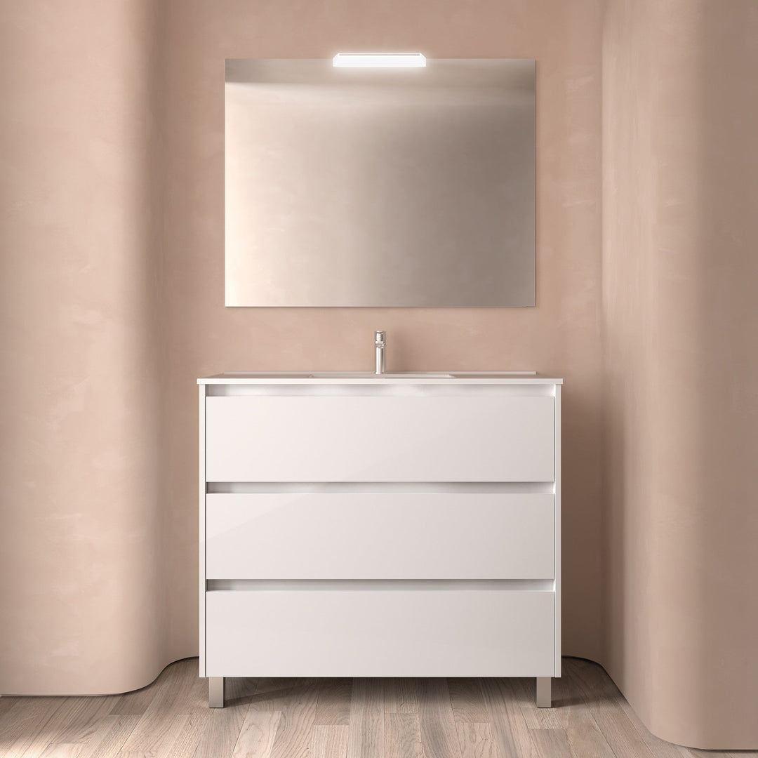 Salgar sg3c8fdecc73c3c6d3be34 SALGAR IMAGES AND SHEETS/01 Product Images/Bathroom Furniture/113334 Noja Wall Hung Vanity Unit with 3 Drawers, Basin & Mirror - White Gloss/01.jpg