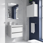 Load image into Gallery viewer, Salgar sg3e26266e822dc6cf1cd6 SALGAR IMAGES AND SHEETS/01 Product Images/Bathroom Furniture/104707 Attila Wall Hung Vanity Unit with 2 Drawers &amp; Basin - White Satin/01.jpg
