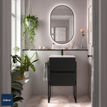Load image into Gallery viewer, Salgar sg3fa2742fed4d258ba765 SALGAR IMAGES AND SHEETS/01 Product Images/Bathroom Furniture/96679 Fussion Line D40 Wall Hung Vanity Unit with 2 Drawers - Black Velvet/01.jpg
