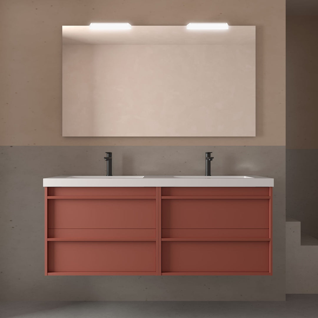 Salgar sg40c62f91b4a2ec782db2 SALGAR IMAGES AND SHEETS/01 Product Images/Bathroom Furniture/104843 Attila Wall Hung Vanity Unit with 4 Drawers & Basin - Red Satin/01.jpg