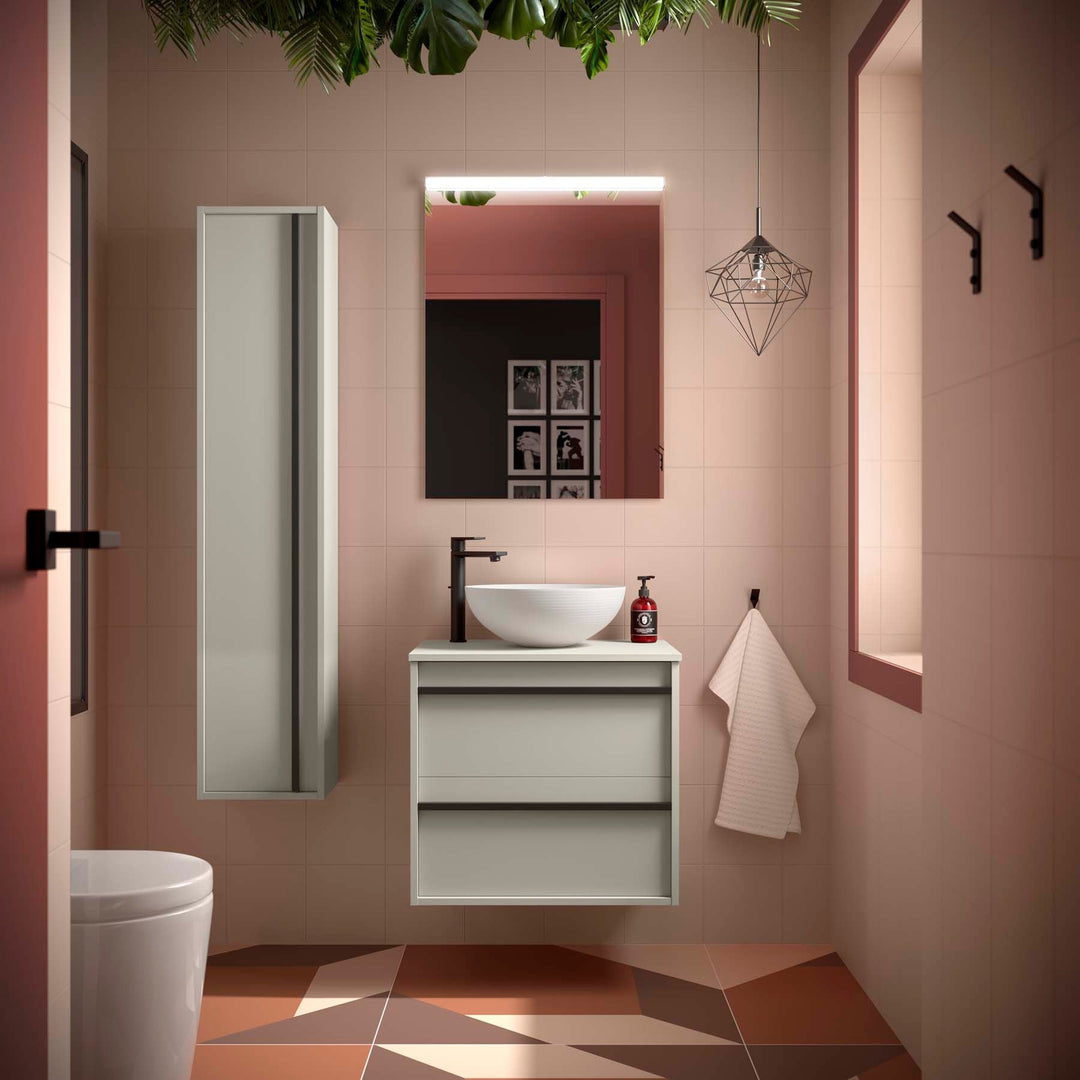 Salgar sg41fcba7a7fabb9159945 SALGAR IMAGES AND SHEETS/01 Product Images/Bathroom Furniture/117995 Attila Wall Hung Vanity Unit with Worktop - Grey Satin/01.jpg