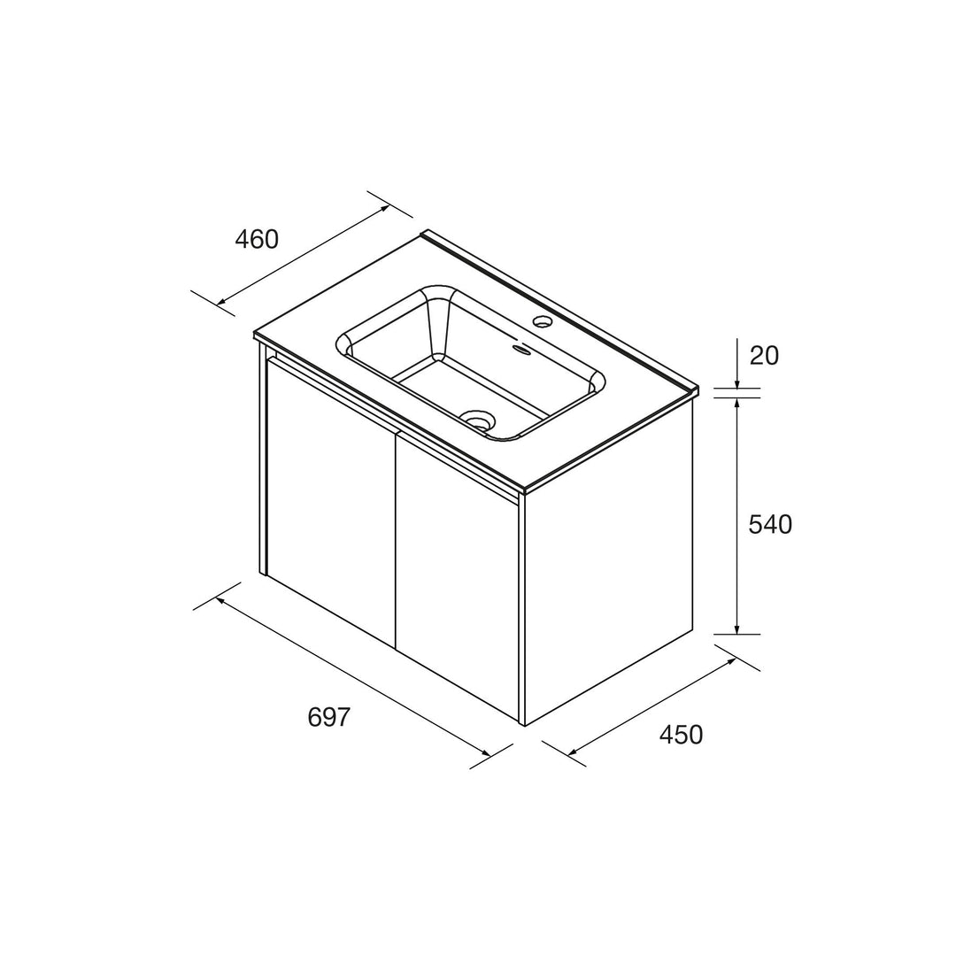 Salgar sg4215baf8b9635217a999 SALGAR IMAGES AND SHEETS/01 Product Images/Bathroom Furniture/105030 Noja Wall Hung Vanity Unit with 2 Doors & Basin - White Gloss/02.jpg