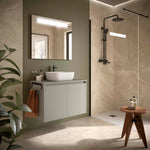 Load image into Gallery viewer, Salgar sg4233375b207f68c999e5 SALGAR IMAGES AND SHEETS/01 Product Images/Bathroom Furniture/118478 Noja Wall Hung Vanity Unit with 2 Doors &amp; Worktop - Grey Satin/01.jpg
