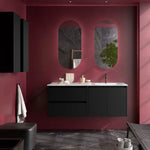 Load image into Gallery viewer, Salgar sg4412d6a3493eaf8b7966 SALGAR IMAGES AND SHEETS/01 Product Images/Bathroom Furniture/118830 Noja Wall Hung Vanity Unit with 2 Drawers + 2 Doors &amp; Offset Basin - Black Satin/01.jpg
