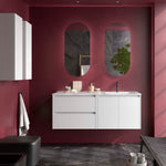 Load image into Gallery viewer, Salgar sg44fc9212fd48225caeb4 SALGAR IMAGES AND SHEETS/01 Product Images/Bathroom Furniture/118828 Noja Wall Hung Vanity Unit with 2 Drawers + 2 Doors &amp; Offset Basin - White Gloss/01.jpg
