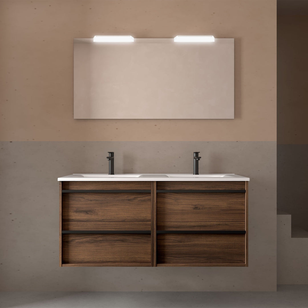 Salgar sg4535c74654562b259ada SALGAR IMAGES AND SHEETS/01 Product Images/Bathroom Furniture/112965 Attila Wall Hung Vanity Unit with 4 Drawers, Basin & Mirror - Walnut Maya/01.jpg