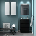 Load image into Gallery viewer, Salgar sg45594bfc0669107b5577 SALGAR IMAGES AND SHEETS/01 Product Images/Bathroom Furniture/113318 Noja Wall Hung Vanity Unit with 3 Drawers, Basin &amp; Mirror - Black Satin/01.jpg
