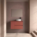 Load image into Gallery viewer, Salgar sg4559b83f1c60211edc64 SALGAR IMAGES AND SHEETS/01 Product Images/Bathroom Furniture/118266 Noja Wall Hung Vanity Unit with 2 Drawers + 1 Door &amp; Worktop - Red Satin/01.jpg
