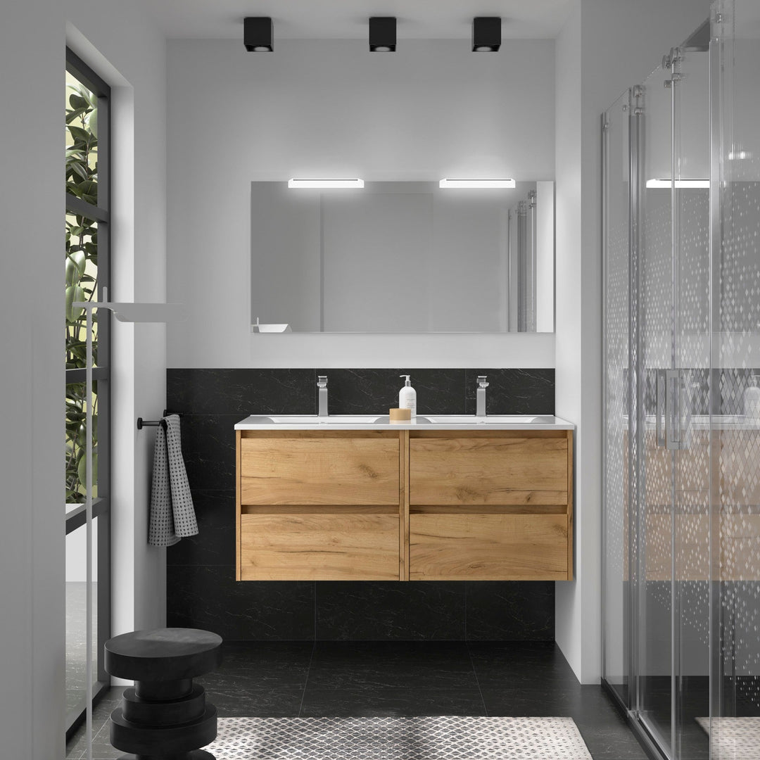 Salgar sg4577fa6cb269d8dd409a SALGAR IMAGES AND SHEETS/01 Product Images/Bathroom Furniture/113221 Noja Wall Hung Vanity Unit with 4 Drawers, Basin & Mirror - Africa Oak/01.jpg