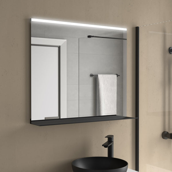 Mirror BECKET Horizontal with Black LED Light Fixture