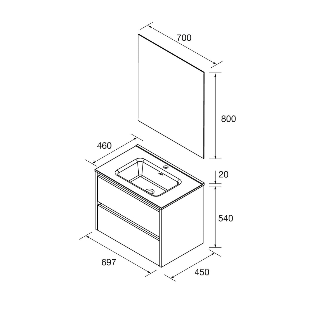 Salgar sg4815cd61ab0409a0a581 SALGAR IMAGES AND SHEETS/01 Product Images/Bathroom Furniture/113180 Noja Wall Hung Vanity Unit with 2 Drawers, Basin & Mirror - Blue Satin/02.jpg