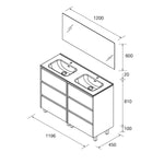 Load image into Gallery viewer, Salgar sg48cc3d4e452f73f482b6 SALGAR IMAGES AND SHEETS/01 Product Images/Bathroom Furniture/118456 Noja Floor Standing Vanity Unit with 6 Drawers, Basin &amp; Mirror - Grey Satin/02.jpg
