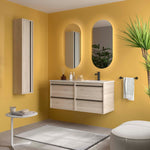 Load image into Gallery viewer, Salgar sg48fb06aac003b33a7e68 SALGAR IMAGES AND SHEETS/01 Product Images/Bathroom Furniture/118693 Attila Wall Hung Vanity Unit with 4 Drawers &amp; Offset Basin - Natural/01.jpg
