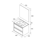 Load image into Gallery viewer, Salgar sg4926b04118e6b4d58619 SALGAR IMAGES AND SHEETS/01 Product Images/Bathroom Furniture/112934 Attila Wall Hung Vanity Unit with 2 Drawers, Basin &amp; Mirror - White Satin/02.jpg
