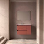 Load image into Gallery viewer, Salgar sg4bd988c611a243827be6 SALGAR IMAGES AND SHEETS/01 Product Images/Bathroom Furniture/118276 Noja Wall Hung Vanity Unit with 2 Drawers + 1 Door, Basin &amp; Mirror - Red Satin/01.jpg
