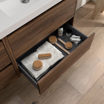 Load image into Gallery viewer, Salgar sg4ced72487b4973d50261 SALGAR IMAGES AND SHEETS/01 Product Images/Bathroom Furniture/105479 Noja Wall Hung Vanity Unit with 2 Drawers &amp; Worktop - Walnut Maya/02.jpg
