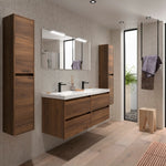 Load image into Gallery viewer, Salgar sg4d67ee2fbb9d91641d0d SALGAR IMAGES AND SHEETS/01 Product Images/Bathroom Furniture/106186 Noja Wall Hung Vanity Unit with 4 Drawers &amp; Basin - Walnut Maya/01.jpg
