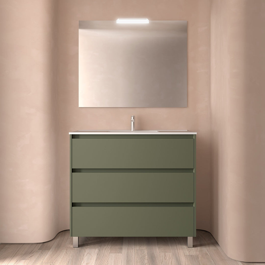 Salgar sg50ef153d2f25cf1c07c9 SALGAR IMAGES AND SHEETS/01 Product Images/Bathroom Furniture/113338 Noja Wall Hung Vanity Unit with 3 Drawers, Basin & Mirror - Green Satin/01.jpg