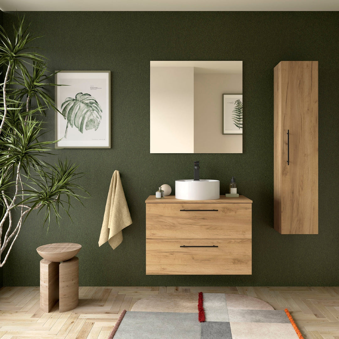Salgar sg5388269cf1dc4f0f738c SALGAR IMAGES AND SHEETS/01 Product Images/Bathroom Furniture/118073 Silane Wall Hung Vanity Unit with 2 Drawers & Worktop - Africa Oak/01.jpg