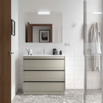 Load image into Gallery viewer, Salgar sg53ce728ec357407bf881 SALGAR IMAGES AND SHEETS/01 Product Images/Bathroom Furniture/118017 Attila Wall Hung Vanity Unit with 3 Drawers, Basin &amp; Mirror - Grey Satin/01.jpg
