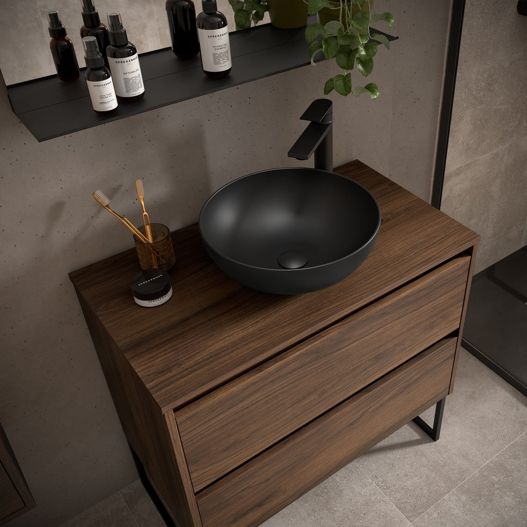 Salgar sg54af5aff981cc6b75501 SALGAR IMAGES AND SHEETS/01 Product Images/Bathroom Furniture/105506 Noja Wall Hung Vanity Unit with 2 Drawers & Worktop - Walnut Maya/03.jpg