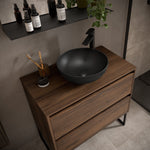 Load image into Gallery viewer, Salgar sg54af5aff981cc6b75501 SALGAR IMAGES AND SHEETS/01 Product Images/Bathroom Furniture/105506 Noja Wall Hung Vanity Unit with 2 Drawers &amp; Worktop - Walnut Maya/03.jpg
