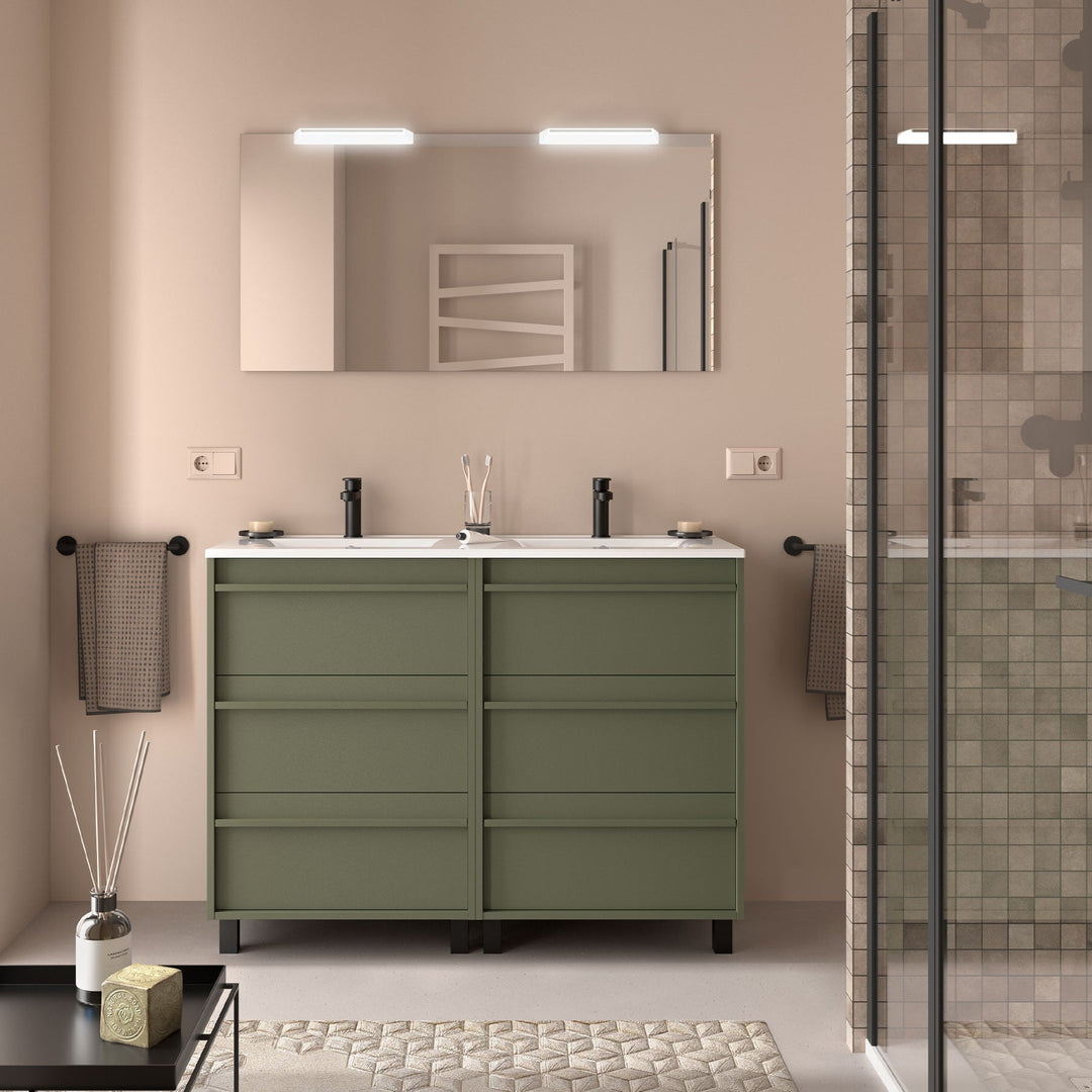 Salgar sg55902e1bd468df6e1a58 SALGAR IMAGES AND SHEETS/01 Product Images/Bathroom Furniture/105131 Attila Floor Standing Vanity Unit with 6 Drawers & Basin - Green Satin/01.jpg