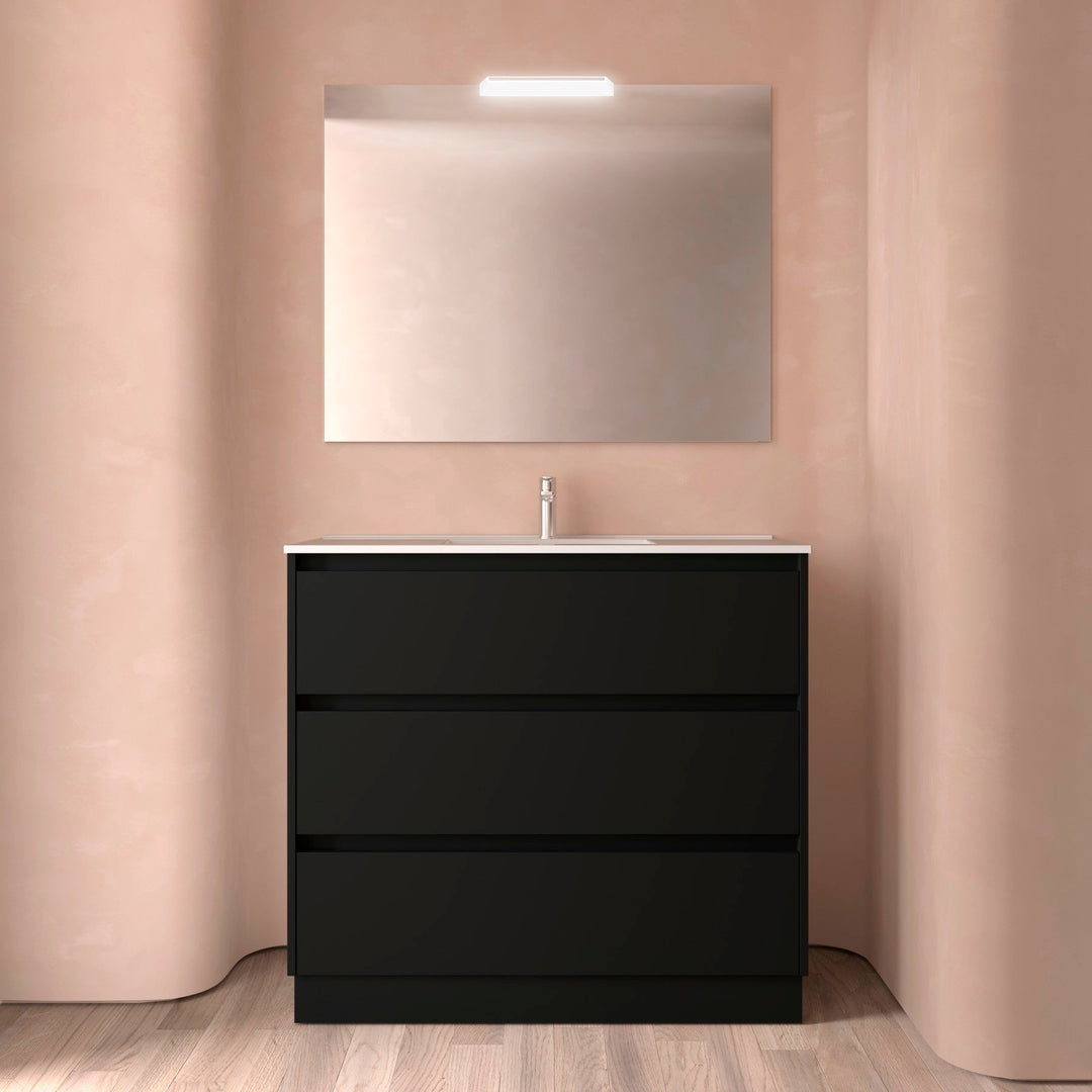 Salgar sg55ac7a1d503a4c7cb86c SALGAR IMAGES AND SHEETS/01 Product Images/Bathroom Furniture/106225 Noja Floor Standing Vanity Unit with 3 Drawers & Basin - Black Satin/01.jpg