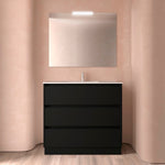 Load image into Gallery viewer, Salgar sg55ac7a1d503a4c7cb86c SALGAR IMAGES AND SHEETS/01 Product Images/Bathroom Furniture/106225 Noja Floor Standing Vanity Unit with 3 Drawers &amp; Basin - Black Satin/01.jpg
