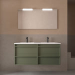 Load image into Gallery viewer, Salgar sg560a173e8c2a44a8a025 SALGAR IMAGES AND SHEETS/01 Product Images/Bathroom Furniture/112961 Attila Wall Hung Vanity Unit with 4 Drawers, Basin &amp; Mirror - Green Satin/01.jpg
