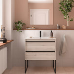 Load image into Gallery viewer, Salgar sg563c48311d3c17db605f SALGAR IMAGES AND SHEETS/01 Product Images/Bathroom Furniture/112947 Attila Wall Hung Vanity Unit with 2 Drawers, Basin &amp; Mirror - Natural/01.jpg
