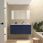Load image into Gallery viewer, Salgar sg56cade262bc3931e771d SALGAR IMAGES AND SHEETS/01 Product Images/Bathroom Furniture/118764 Noja Wall Hung Vanity Unit with 4 Doors &amp; Offset Basin - Blue Satin/01.jpg
