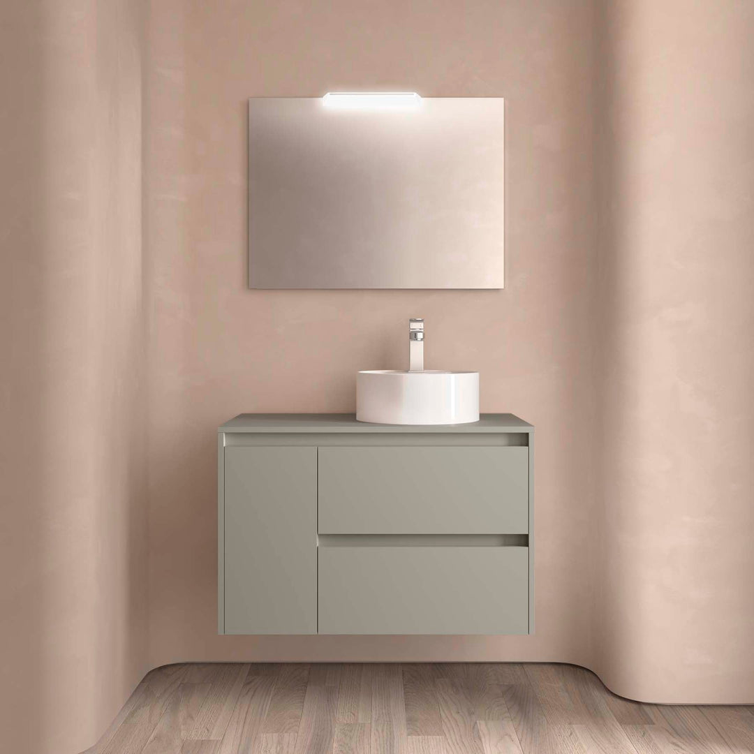 Salgar sg5767ca6e6964028f0cb5 SALGAR IMAGES AND SHEETS/01 Product Images/Bathroom Furniture/118270 Noja Wall Hung Vanity Unit with 2 Drawers + 1 Door & Worktop - Grey Satin/01.jpg