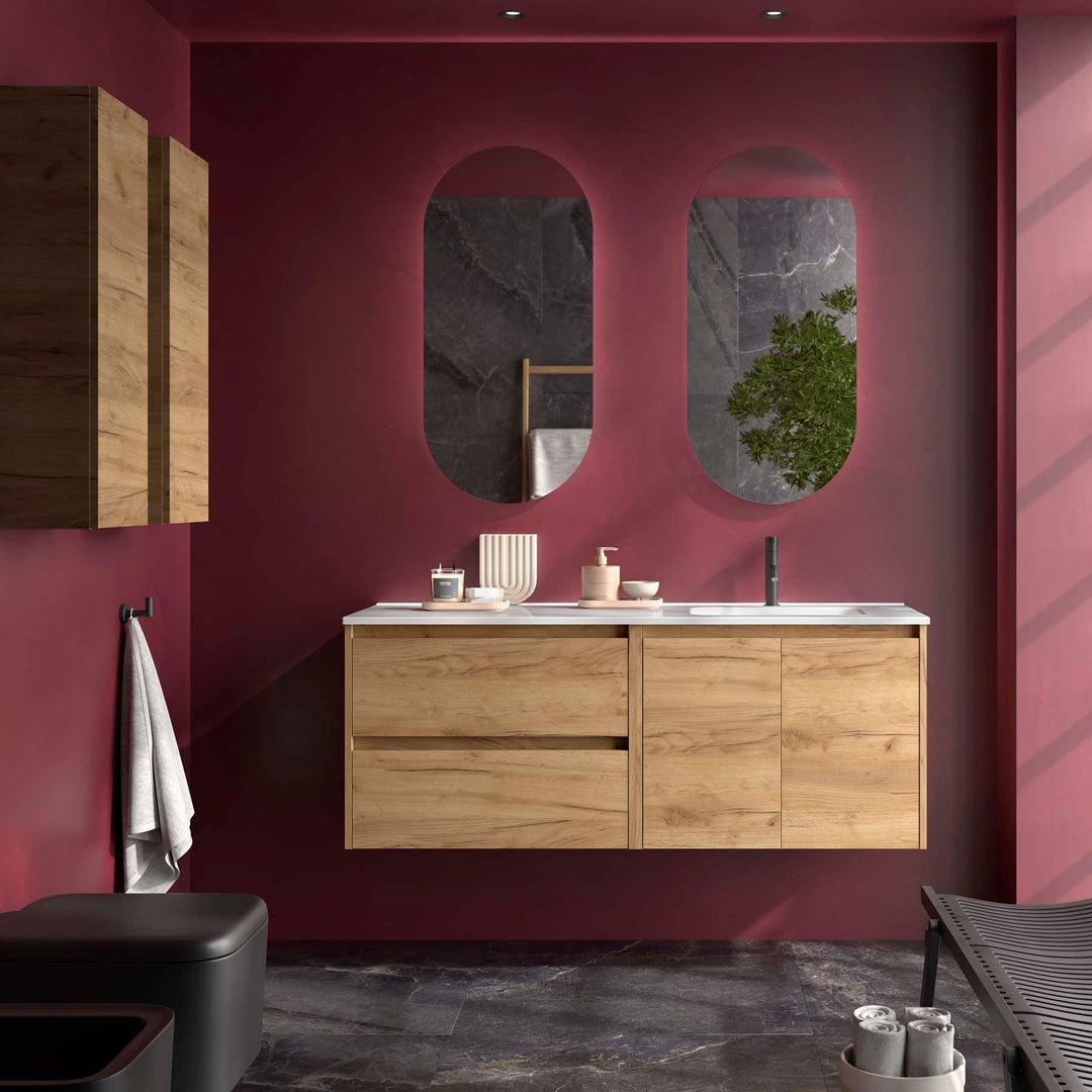 Salgar sg5828b37eefd33874b960 SALGAR IMAGES AND SHEETS/01 Product Images/Bathroom Furniture/118835 Noja Wall Hung Vanity Unit with 2 Drawers + 2 Doors & Offset Basin - Africa Oak/01.jpg