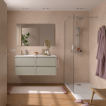 Load image into Gallery viewer, Salgar sg5a56e5d181411991df38 SALGAR IMAGES AND SHEETS/01 Product Images/Bathroom Furniture/118886 Noja Wall Hung Vanity Unit with 4 Drawers, Offset Basin &amp; Mirror - Grey Satin/01.png
