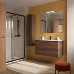 Load image into Gallery viewer, Salgar sg5b3354b7ca4d942db2e1 SALGAR IMAGES AND SHEETS/01 Product Images/Bathroom Furniture/118036 Silane Wall Hung Vanity Unit with 2 Drawers, Basin &amp; Mirror - Walnut Maya/01.jpg
