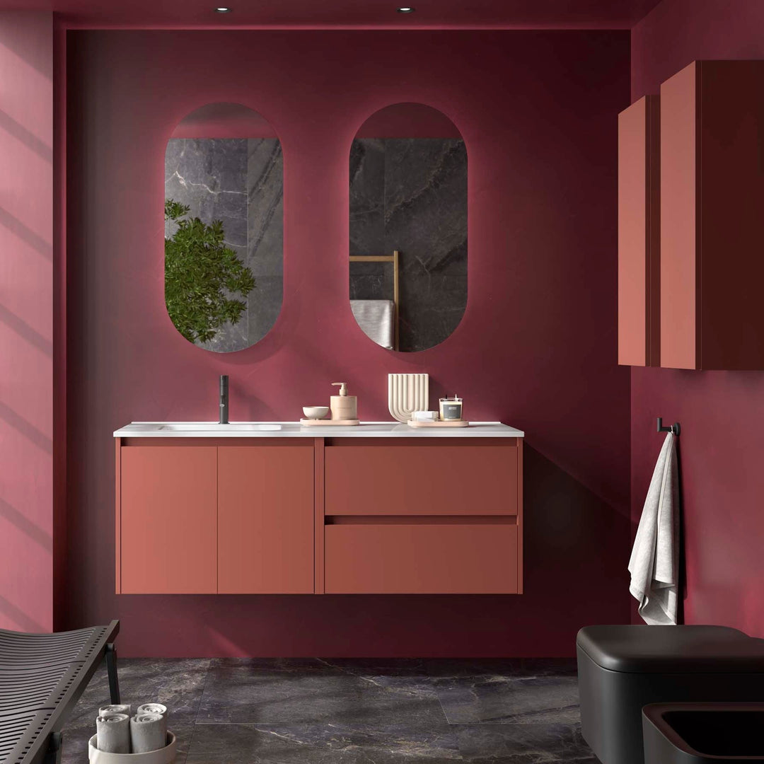 Salgar sg5b6b6a627139f7bb37df SALGAR IMAGES AND SHEETS/01 Product Images/Bathroom Furniture/118902 Noja Wall Hung Vanity Unit with 2 Drawers + 2 Doors, Offset Basin & Mirror - Red Sa/01.jpg