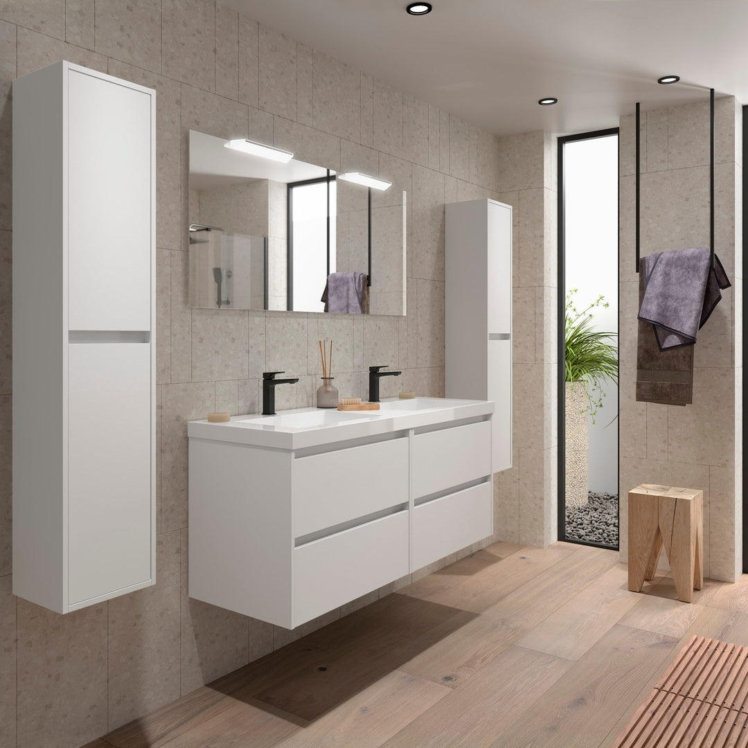 Salgar sg5e87f960036ccdfcbb9c SALGAR IMAGES AND SHEETS/01 Product Images/Bathroom Furniture/106179 Noja Wall Hung Vanity Unit with 4 Drawers & Basin - White Satin/01.jpg